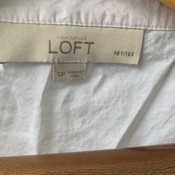 Loft Sleeveless White Button Up Ruffle Blouse Size S/P - Picture 7 of 8